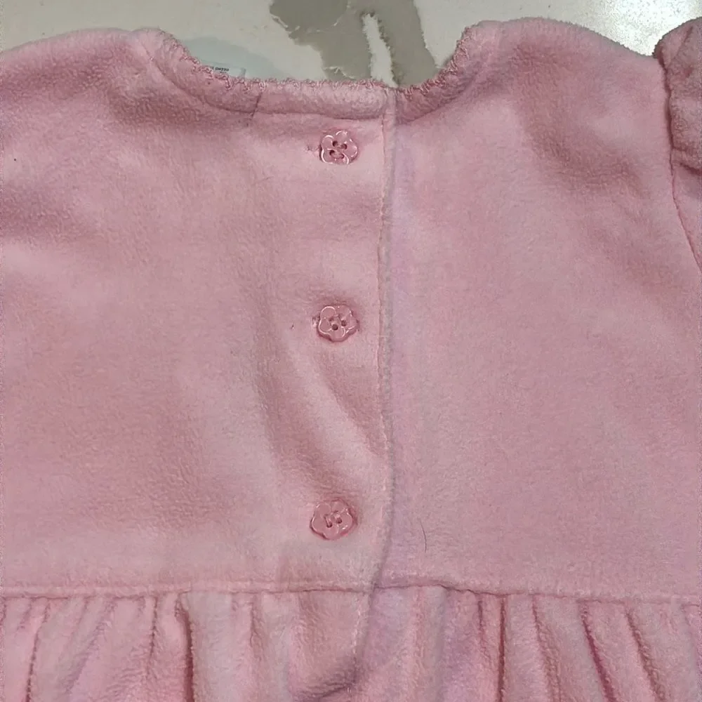 Carter's | Infant Baby Girls Soft Pink Fleece Romper Jumpsuit Reindeer Size 12M